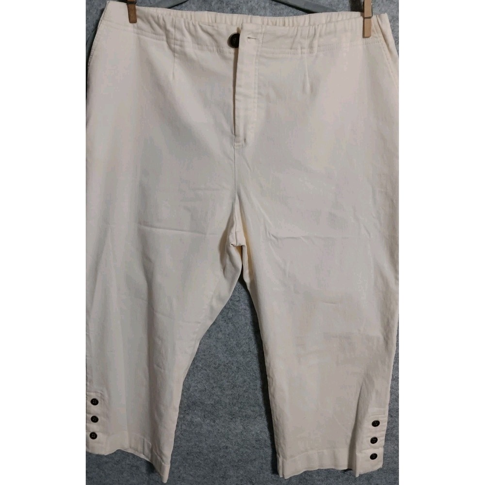 Vtg Viscose Nylon 16 cotton stretch elastic waist zipper pockets Ivory EUC